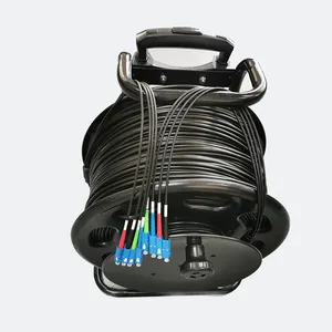 Tactical in fibra ottica portatile cavo avvolgicavo tamburo con corazzato tattico in fibra ottica patch cord per Radio TV apparecchiature di trasmissione