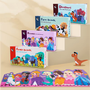 Rompecabezas a rayas de 26 letras para niños, juguetes educativos para niños, rompecabezas cognitivo de doble cara con dibujos animados de animales de granja, rompecabezas a juego - Product Image 3