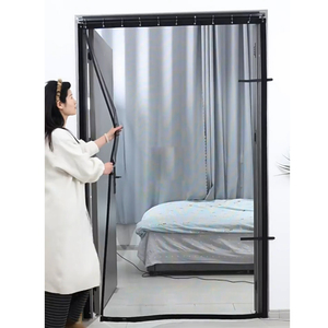 Porte moustiquaire magnétique coulissante <span class=keywords><strong>sans</strong></span> perçage, ouverture latérale, rétractable, adaptée aux animaux domestiques, en fibre de verre - Product Image 1