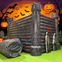Maison hantée gonflable géante avec figurines de zombies, tente de labyrinthe d'horreur gonflable pour événements d'Halloween et décoration de jardin