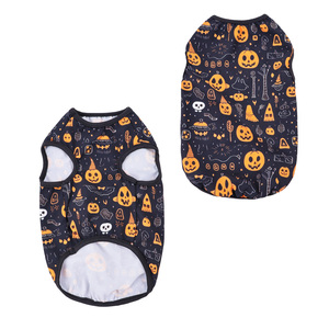 <span class=keywords><strong>Hot</strong></span> Selling <span class=keywords><strong>Pet</strong></span> Vest Benutzer definiertes Logo Schwarz Atmungsaktive Haustier kleidung Ghost Pumpkin Halloween Dog T-Shirt für kleine Hunde Katzen - Product Image 4