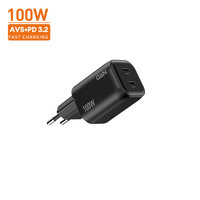 Cargador de Pared USB-C Dual de Carga Rápida GaN de 100 W, PD 3.0, AVS PD 3.2, QC 3.0, Certificado CE, PSE, ROHS, para Computadora Portátil, Tableta, Portátil