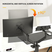 Support double écran Khcoohoo en acier laminé à froid avec plateau pour ordinateur portable, inclinaison à 90°, capacité de charge de 9 kg