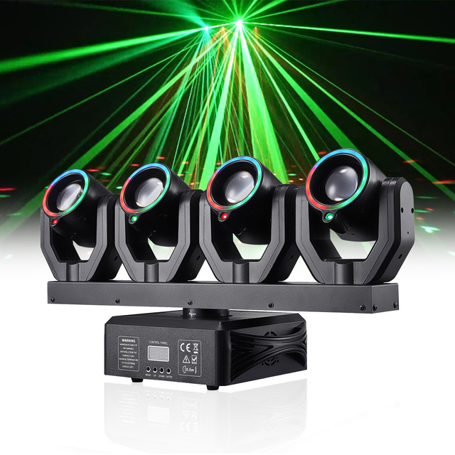 4-Head Moving Head Beam Light 150W Disco Party Voice Control DJ Equipment Rotating Strobe Stage Effect for Club Event Christmas