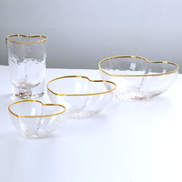 Amour coeur forme Dessert gâteau Snack Charge assiette verre vaisselle cuisine verre fruits salade bol avec bord doré