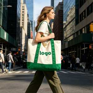 Organic <b>Recycled</b> High Quality Reusable Canvas Tote <b>Bag</b> Rope Ribbon Handles Silk-screen Printed Eco-Friendly Beach Shopping <b>Bag</b> - Product Image 3