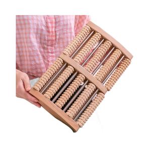 Alat pijat relaksasi otot Fasciitis, pereda nyeri kaki untuk berbagai ukuran ganda 5 baris rol pijat kaki kayu - Product Image 5