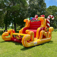 Canapé gonflable géant de Noël de qualité commerciale pour l'extérieur, motif traîneau du Père Noël, chaise photo pour enfants