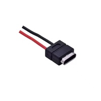 Konektor Tipe-C Betina Tahan Air IP67 2 Pin Kabel Pigtail Terpasang Solder Overmolded Produsen Soket Jack Tipe-C
