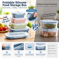 Ensemble de boîtes à lunch pliables en silicone de qualité alimentaire, compatibles micro-ondes, étanches, réutilisables, pour la préparation des repas, sans BPA, personnalisables