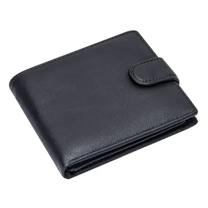 Carteira masculina de couro legítimo, carteira compacta masculina feita em couro legítimo com compartimentos para cartões e bolso para moedas