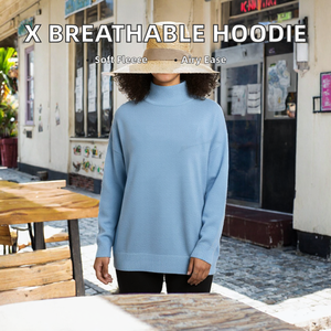 Women Oversized <b>Turtleneck</b> <b>Sweater</b> Solid Color Knitted Long Sleeve Autumn Wear Light Blue Regular Fit - Product Image 2