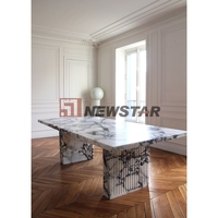 Table de salle à manger moderne en onyx naturel Table de salle à manger en onyx blanc de luxe Nordic Light Table de salle à manger italienne minimaliste Hotel Villa