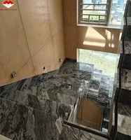 Bandes de roulement d'escalier en marbre gris naturel antidérapant au design moderne Panneau mural intérieur poli pour la maison Hôtel Grande dalle de pierre pour l'intérieur