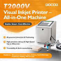 Máquina de codificación de fecha DOCOD T2000V Impresora de impresión de código de barras de inyección de tinta visual para línea de producción de envasado de alimentos Control de luz de alarma