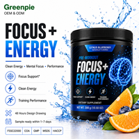 Complément alimentaire Greenpie, étiquette privée OEM, Focus Energy, poudre énergétique aux agrumes, pré-entraînement sportif