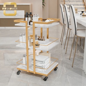 에스테틱 클리닉 우드 트롤리 카트 바퀴가있는 럭셔리 왁스 센터 카트 용 에스테틱 침대 트롤리 공장 - Product Image 3