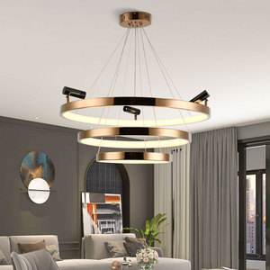 Đèn Chùm Bắc Âu Chiếu Sáng Trong Nhà Đèn Treo Hình Tròn Nhiều Tầng Đèn Chùm & Đèn Treo Trần Hình Tròn Màu Vàng Hồng Sang Trọng - Product Image 2