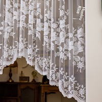 Rideau de séparation de cuisine mural en dentelle jacquard florale blanche de style européen français, écologique, pour baie vitrée et armoire