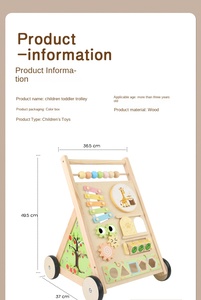 Carrello Montessori in Legno con Maniglia per Bambini, Giocattolo Educativo per Centro Attività, per Bambini dai 18 Mesi in Su - Product Image 2
