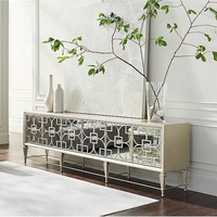 Meuble TV moderne de luxe léger de style nordique, support TV en bois, miroir, salon, chambre à coucher, rangement, buffet en MDF, armoire flottante