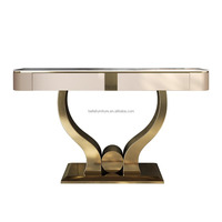Table d'entrée en bois et métal de style moderne, dessus de couloir, meuble console décoratif pour la maison, hôtel, salon, élégant et contemporain