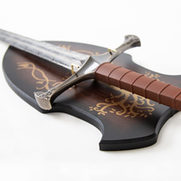 Épée de Chevalier Vintage à Poignée Croisée, Design Classique, Lame à Motif Gravé Damas, pour Collection, Cosplay, Décoration