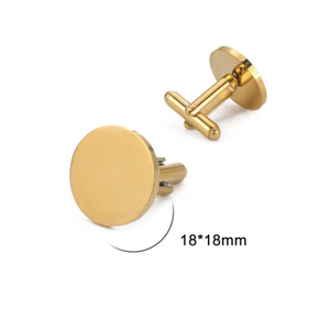 Gemelli a Disco in Acciaio Inossidabile Placcato Oro 18K, Personalizzabili con Incisione, Regalo Fai-da-te per Matrimoni, Fidanzamenti, Feste, Uomo Donna Unisex - Product Image 3