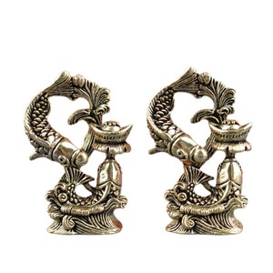 Đồng thau Song Ngư chơi Ngọc Trai Sáng Tạo cá nhảy rồng cổng bức tượng Trung Quốc phong phú hàng năm - Product Image 4