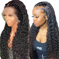 Perruque Lace Front en Cheveux Humains en Gros, Dentelle Transparente, Ondulations Profondes Souples, Yaki, Sans Colle, Pré-Pluckée, Ligne de Cheveux Naturelle pour Femmes Noires