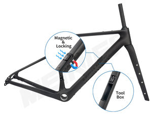 Nouveau cadre de vélo de gravier en carbone avec boîte à outils, cadre de vélo de route en carbone léger avec frein à disque, axe traversant 142x12mm UDH - Product Image 3