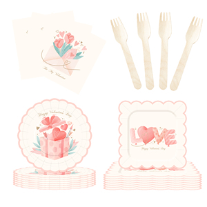 Ensemble de vaisselle DAMAI pour la Saint-Valentin, assiettes en papier pour la Saint-Valentin, assiettes et serviettes pour fête romantique, 8 personnes - Product Image 4