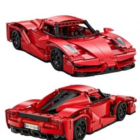 Ensemble de blocs de construction Supercar rouge, modèle de voiture de sport Technic avec compartiment moteur détaillé, jouet d'assemblage DIY pour enfants et adultes collectionneurs