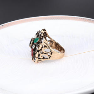 Mode grande <span class=keywords><strong>bague</strong></span> rétro Look couleur or mosaïque bagues de fiançailles pour femmes dinde bijoux en gros - Product Image 4