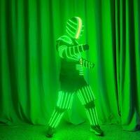 Costume de robot LED imprimé personnalisable pour scène, vert, pour cosplay, KTV, soirées à vin, décorations lumineuses rechargeables