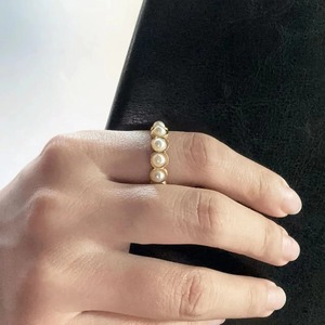 Anillo Romántico para Mujer, Ancho <span class=keywords><strong>de</strong></span> 6 mm, Acero Inoxidable, Anillos <span class=keywords><strong>de</strong></span> Perlas Ajustables, Color Dorado, Joyería Impermeable para Mujer - Product Image 6