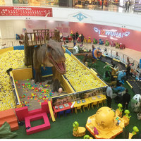 Parc d'aventure en centre commercial, toboggan à thème dinosaure intérieur public avec structure en acier, imperméable, pour enfants et adultes