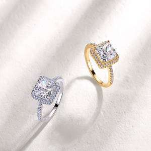 S925 Sterling Silber <span class=keywords><strong>Ring</strong></span> mit Crushed Ice Zirkon Mittelstein Halo-Fassung Pavé-Band für Strahlende Zeitlose Eleganz - Product Image 4