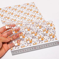 Rouleaux de faux cuir à motif chat fraise, impression numérique, 30x120cm, vinyle imprimé transparent PVC pour nœud à cheveux et sacs