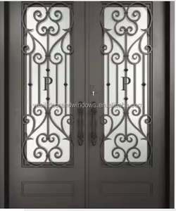 Puerta Doble Moderna de Lujo para Hoteles y Villas, Impermeable, de Hierro Forjado, Tipo Entrada Exterior - Product Image 1