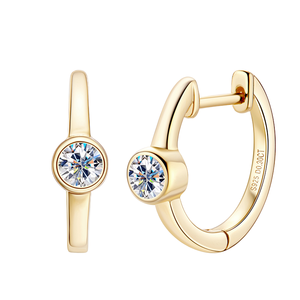 Fashion Brilliant Cut Moissanite Wedding <b>Huggie</b> Earring Women 18K Yellow Gold Plated 925 Sterling <b>Silver</b> Foreverness Trendy - Product Image 1