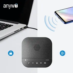 Anywii 2 way blue tooth speakerphone conference speaker mic wireless conference speakerphone microphone for skype teams zoom