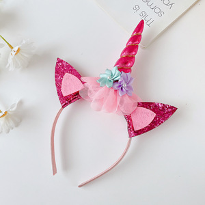 Fascia per capelli all'ingrosso in tessuto morbido alla moda fascia per capelli decorazione fiore per bambini accessori per capelli unicorno - Product Image 5