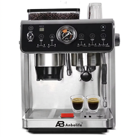 Máquina de Espresso Anbolife de Doble Caldera, 2800W, 20 Bares, Bomba Doble, Control PID, Portafiltro de 58mm, Molinillo OEM