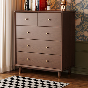 French Style Solid Wood Five <b>Drawer</b> Chest Dresser For Living Room Bedroom Storage Cabinet - Product Image 5