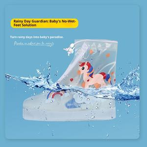 Детские непромокаемые сапоги-чехлы Dinosura с молнией, милый мультяшный дизайн, плоская подошва, безопасные, нескользящие, прочные, из ПВХ, низкий MOQ - Product Image 2