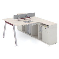 Bureau 3 personnes poste de travail en L profond ordinateur moderne exécutif bureaux de travail en bois meubles table pour le design