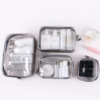 Pochette de rangement transparente en PVC avec fermeture éclair, trousse de maquillage de voyage, étui cosmétique pour trousses de toilette