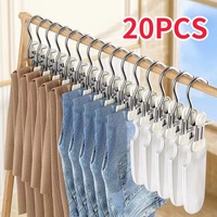 Cintres en acier inoxydable portables à un seul niveau avec clip métallique pour vêtements, chaussettes de voyage, pantalons, organisateur de linge, crochets de lavage