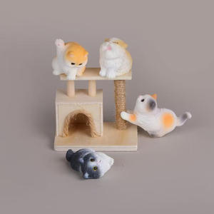 Grosir rumah boneka miniatur anak kucing lucu pemandangan pernak-pernik dekorasi rumah kucing lucu dekorasi DIY alat peraga suasana - Product Image 3